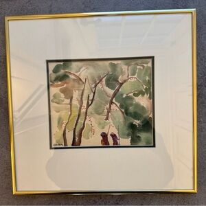Original Vietnamese Watercolor Painting in Gold Frame 1994
